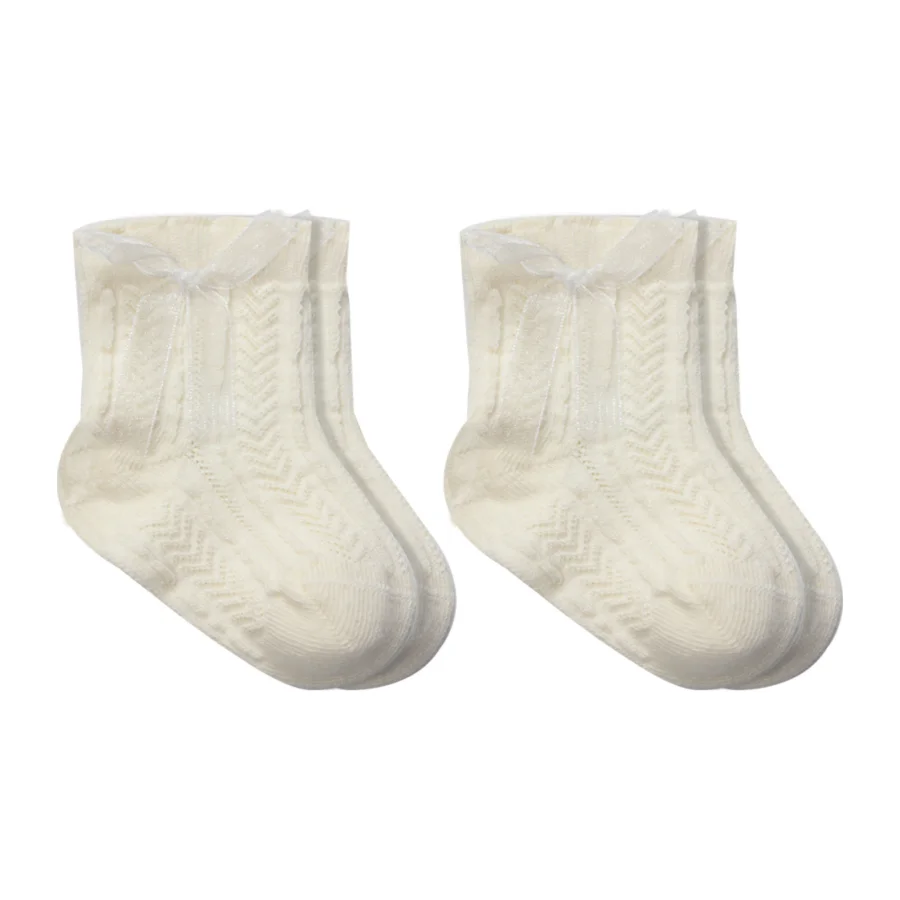 Bistyle Fiyonklu Penye Soket Çorap, 2'li, Naturel