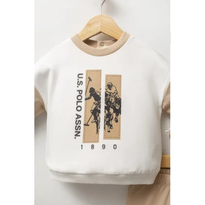 U.S. Polo Assn Takım USB2548 Beyaz-Bej, 2'li, Bej