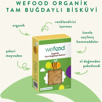 Wefood Organik Kids Tam Buğdaylı Bisküvi, 55 g