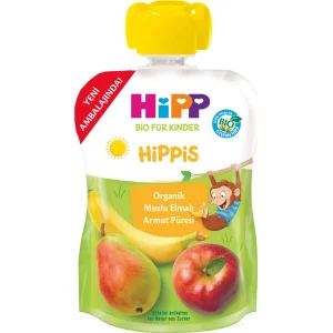 Hipp Organik Muzlu Elmalı Armutlu Meyve Püreli Kavanoz Maması, 90 g