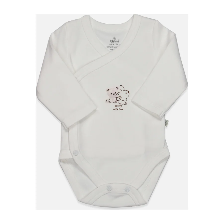 Bistyle Love You Family Uzun Kol Kruvaze Badi, Pudra