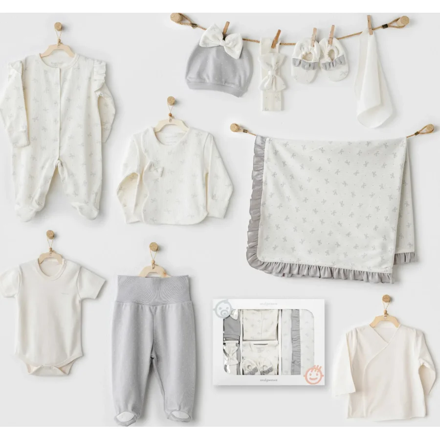 Andywawa Baby Bow Bliss Hastane Çıkışı, 10'lu, Ekru