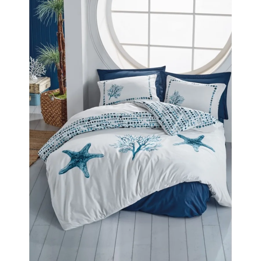 Cotton Box Maritime Nevresim Takımı Tek Kişilik Star Lacivert