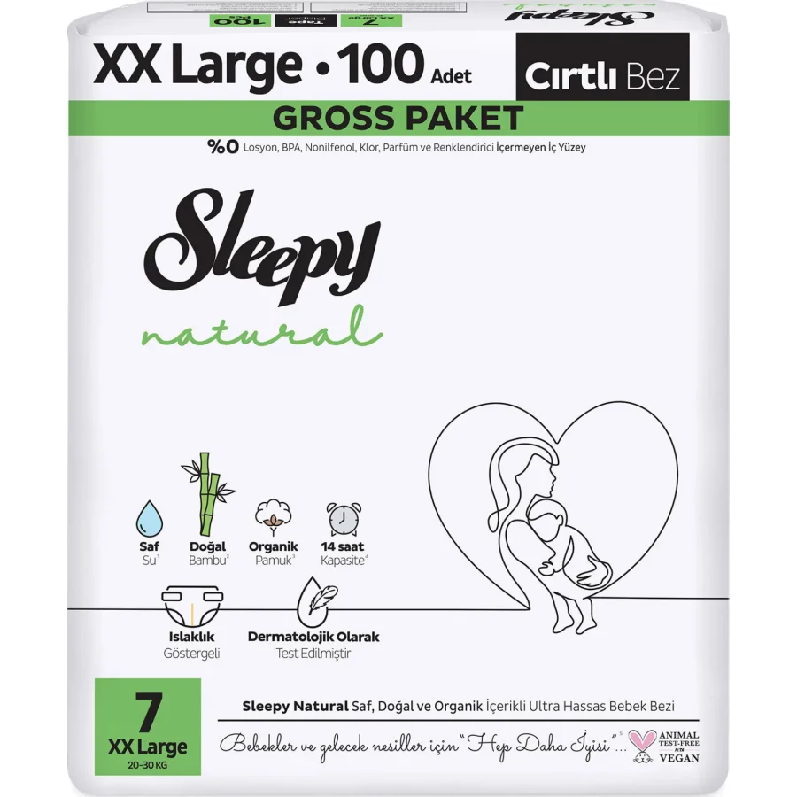Sleepy Natural Bebek Bezi, 7 Beden, 100 Adet