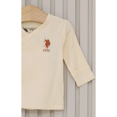 U.S.Polo Kız Bebek 5'li Zıbın Seti, Krem