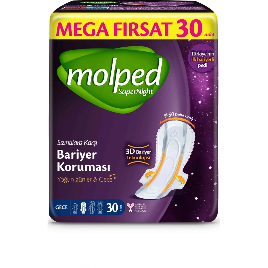 Molped SüperNight Gece Mega Ped, 30 Adet