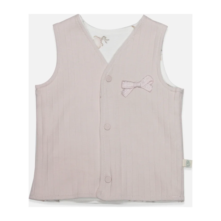 Bistyle Love You Family Çift Taraflı Yelek, Pudra