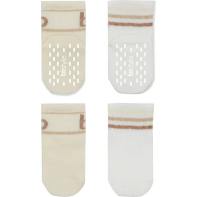Bistyle Penye Kaymaz Soket Çorap, 2'li, Bej, Ekru