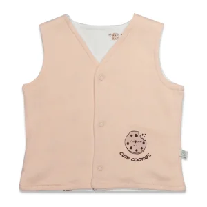 Bistyle Cookies Cute Happy Çift Taraflı Yelek, Somon