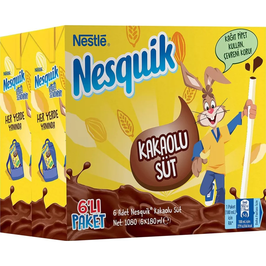 Nesquik Kakaolu Süt, 180 ml, 6'lı