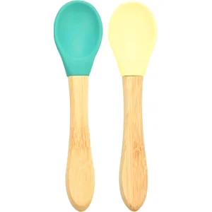 OiOi Bambu Saplı Silikon Mama Kaşığı Yeşil, 2'li, Sarı