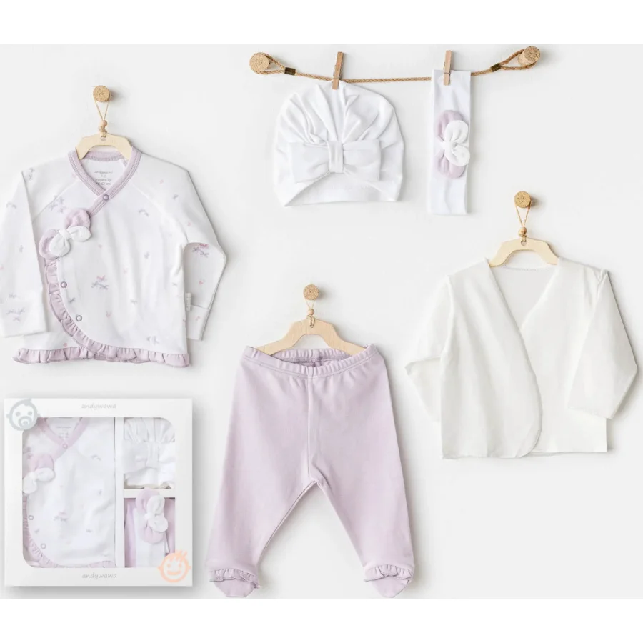 Andywawa Magical Butterfly Hastane Çıkış Seti, 5'li, Beyaz