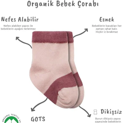 Bistyle Penye Rainbow Soket Çorap, 3'lü, Pudra