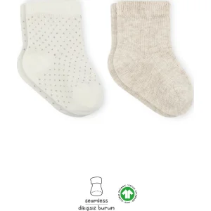 Bistyle Puan Derby Penye Soket Çorap 2li 10103 Bej Ekru