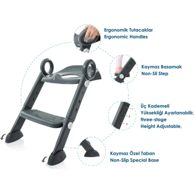 BabyJem Basamaklı & Katlanır Klozet Adaptörü, Beyaz