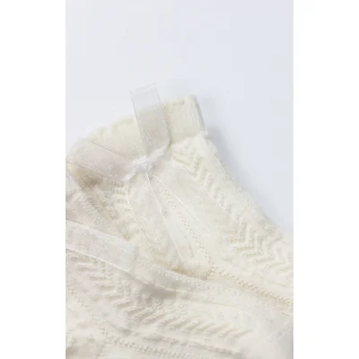 Bistyle Fiyonklu Penye Soket Çorap, 2'li, Naturel