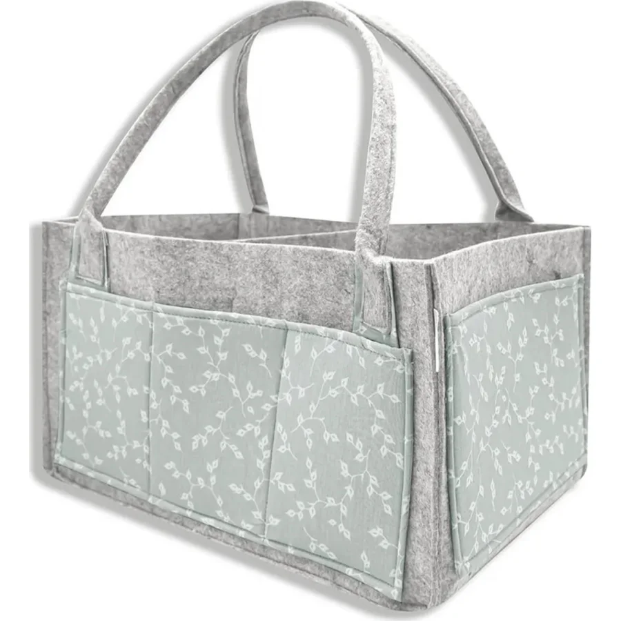 BabyJem Keçe Anne Bebek Bakım Çantası, Yeşil, Çiçek