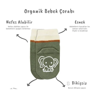 Bistyle Hayvan Figür Kaymaz Kız Soket Çorap, 2'li, Nil