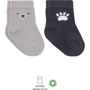 Bistyle Bear Penye Soket Çorap, 2'li, Gri