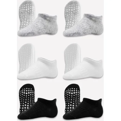 Bistyle Sneakers Kaymaz Penye Çorap, 6'lı, Gri, Beyaz, Siyah