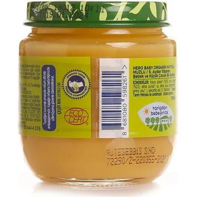 Hero Baby Organik Kayısı Muz Püresi Kavanoz Mama, 120 g