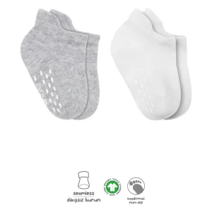 Bistyle Sneakers Kaymaz Basic Penye Çorap, 2'li, Gri, Beyaz