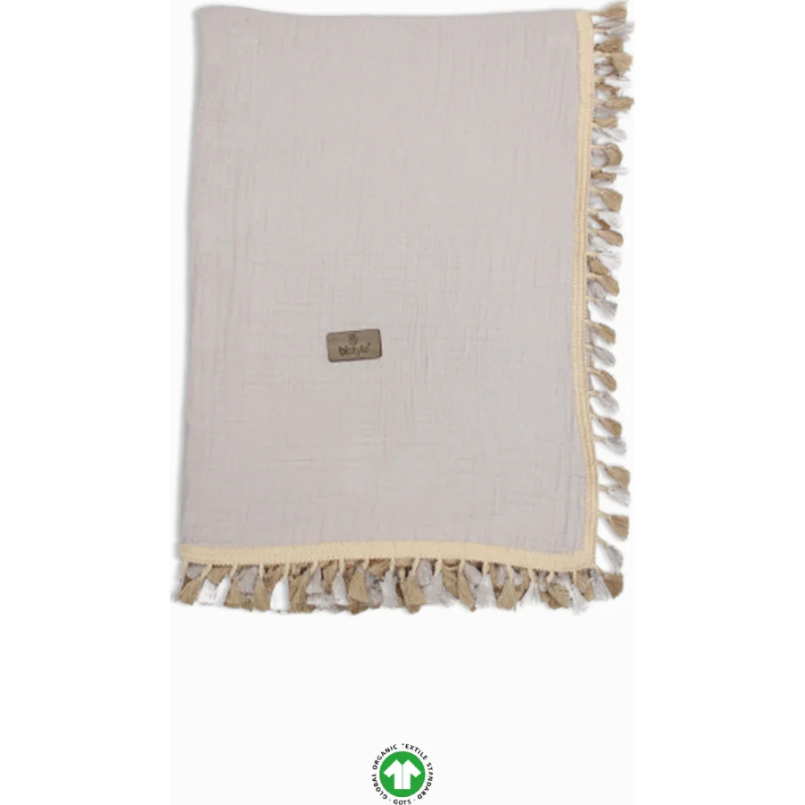 Bistyle Organik Müslin, 80x90, Fistolu Battaniye, Taş