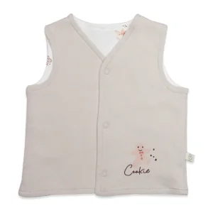 Bistyle Cookies Make Happy Çift Taraflı Yelek, Ekru