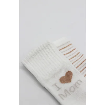 Bistyle Mom Dad Penye Kaymaz Soket Çorap, 2'li, Çember, Mom