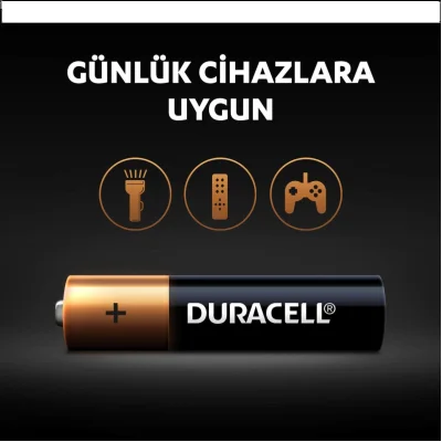 Duracell İnce Kalem Pil, AAA, 4'lü