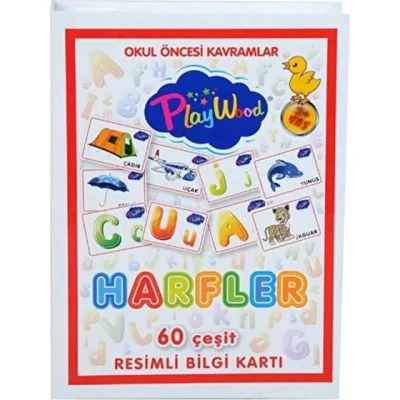 PlayWood Eğitici Resimli Bilgi Kartları Harfler 26