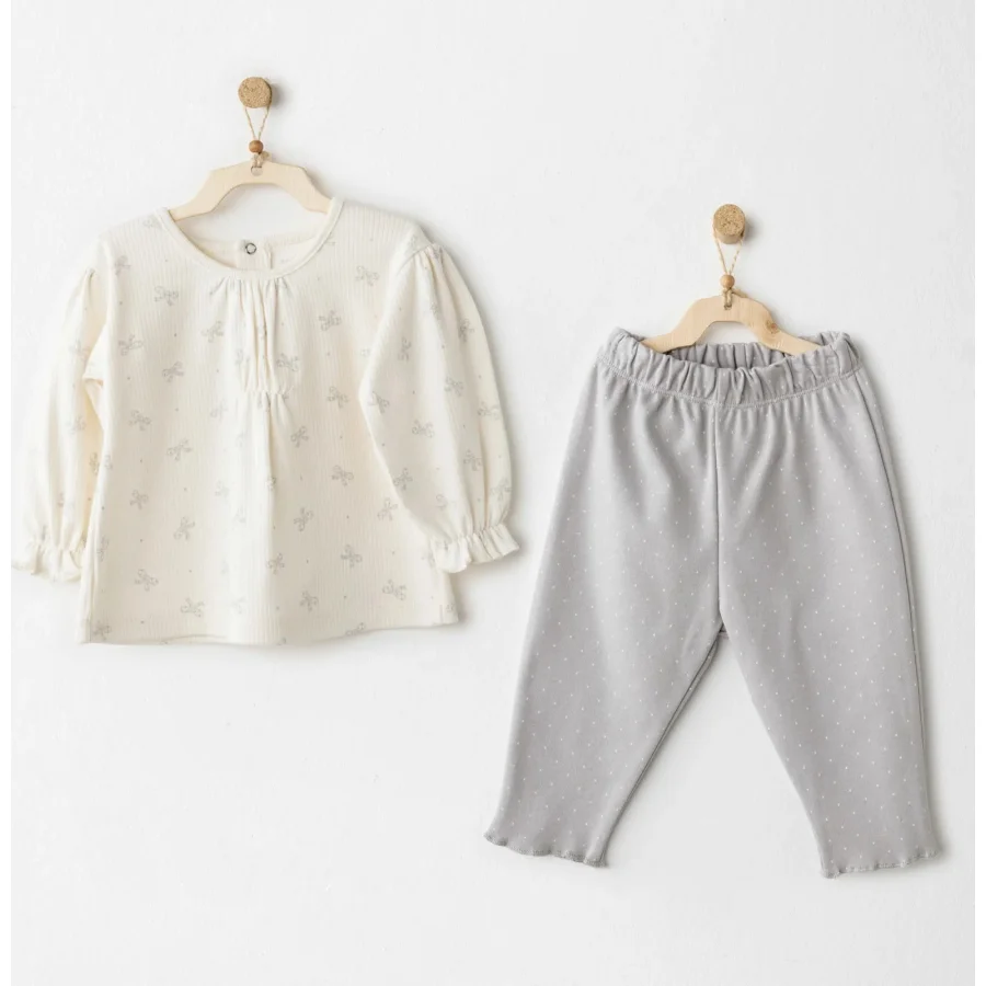 Andywawa Baby Bow Bliss Takım, 2'li, Ekru