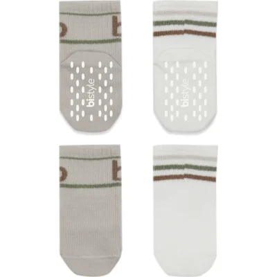 Bistyle Penye Kaymaz Soket Çorap, 2'li, Taş, Ekru