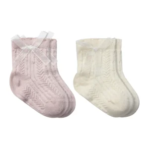 Bistyle Fiyonklu Penye Soket Çorap, 2'li, Lila