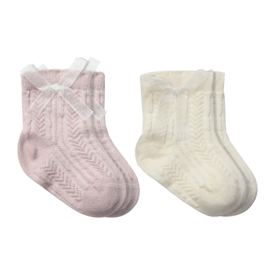 Bistyle Fiyonklu Penye Soket Çorap, 2'li, Lila