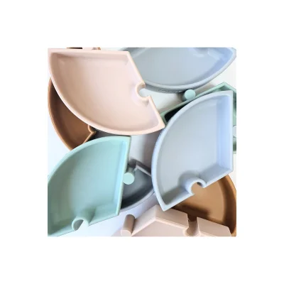 OiOi Puzzle Vakum Tabanlı Silikon Tabak, Bubble Beige/Powder Gray