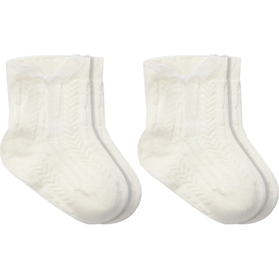Bistyle Fiyonklu Penye Soket Çorap, 2'li, Ekru