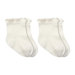 Bistyle Overlok Style Penye Soket Çorap, 2'li, Ekru