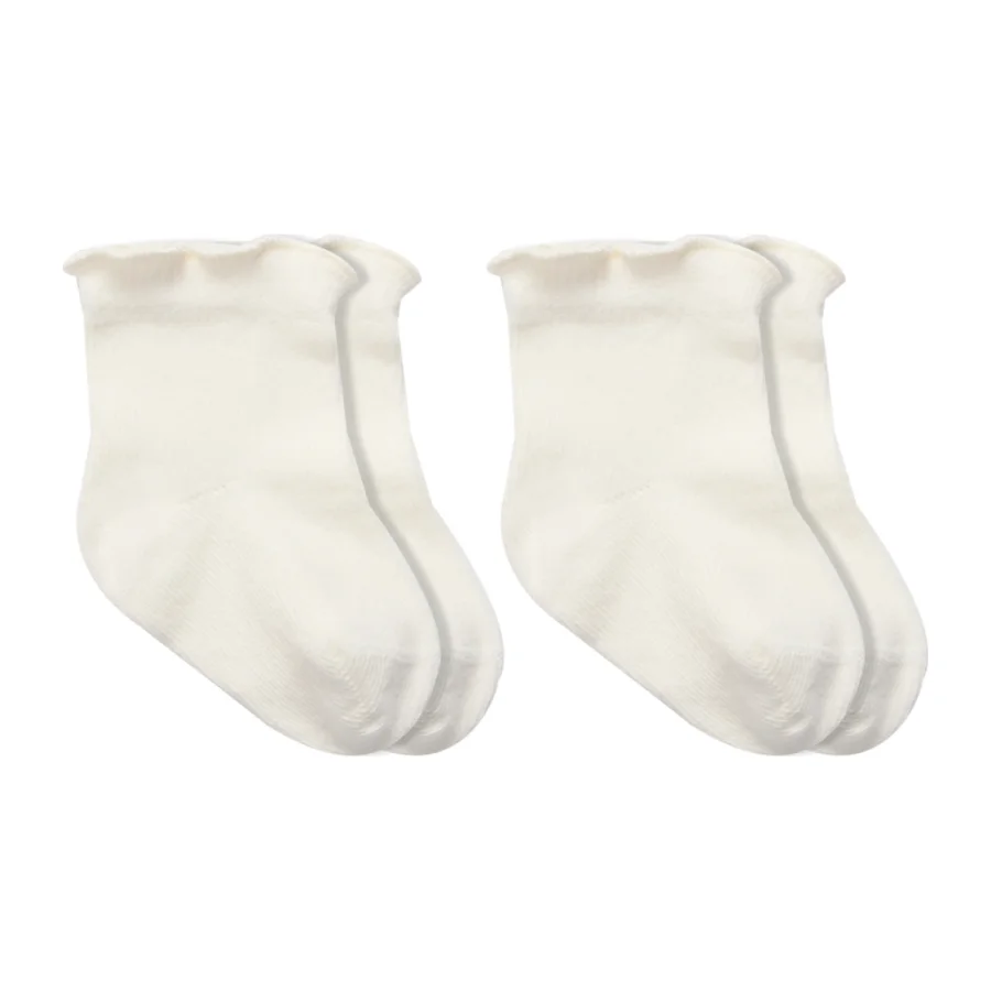 Bistyle Overlok Style Penye Soket Çorap, 2'li, Ekru