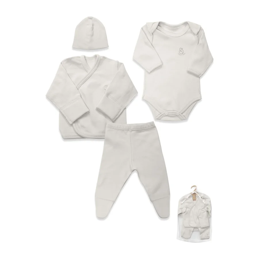 Bistyle Hello Family Prematüre Hastane Çıkışı, 4 Parça, Ekru