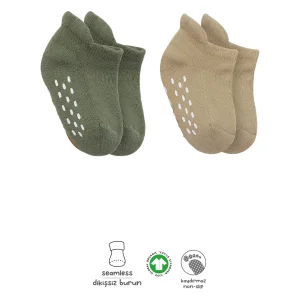 Bistyle Altı Havlu Sneakers Kaymaz Çorap, 2'li, Nil, Bej