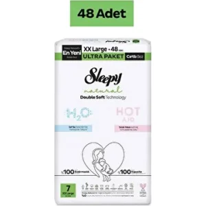 Sleepy Natural Double Soft Bebek Bezi, 7 Beden, 48 Adet