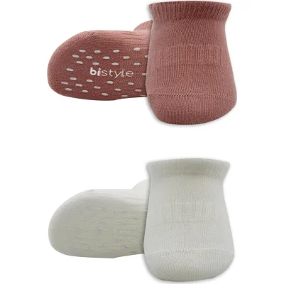 Bistyle Sneakers Kaymaz Colours Penye Çorap, 2'li, Ekru, Pudra