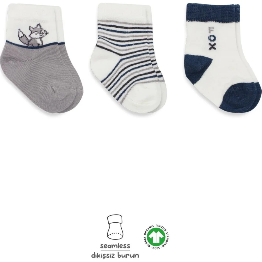 Bistyle 3'Lü Penye Soket Çorap 10109 Gri