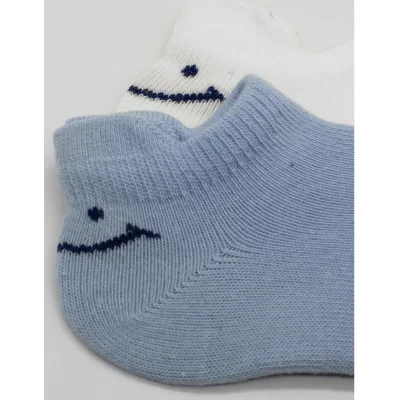 Bistyle Sneakers Smile Penye Çorap, 2'li, Mavi, Ekru