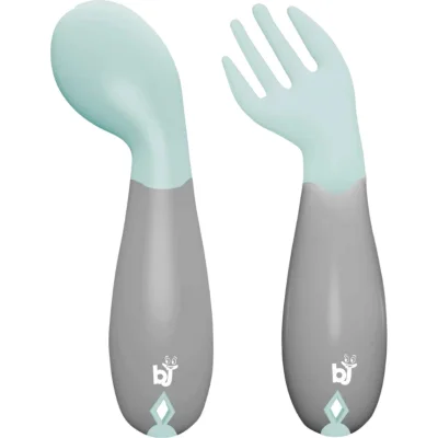 BabyJem Açılı Mama Kaşık Çatal Takımı, Yeşil