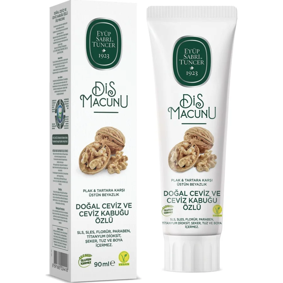 Eyüp Sabri Tuncer Doğal Diş Macunu, Ceviz & Ceviz Kabuğu Özlü, 90 g
