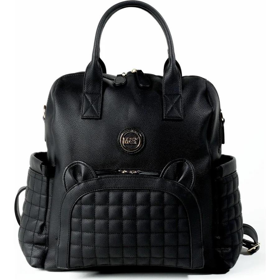 M&Y Kitty Deri Anne Bebek Bakım Sırt Çantası, Siyah