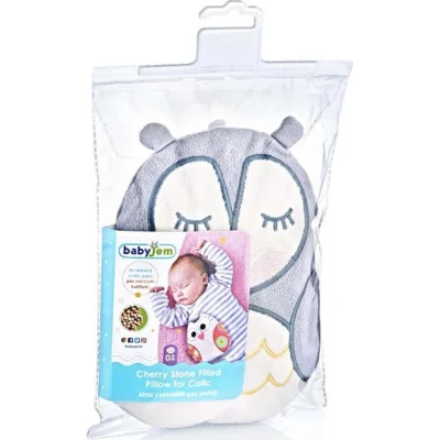 BabyJem Kiraz Çekirdekli Kadife Gaz Yastığı, Gri Baykuş