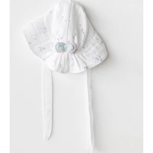 Andywawa Magical Butterfly Müslin Bebek Şapka, Beyaz